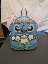 NEW Loungefly Backpack STITCH SPRINGTIME Ducklings Frog Flowers 2024 Disney NWT