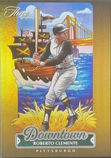 2025 Panini Three & Two Roberto Clemente Gold Downtown #9 HOF Case Hit SSP