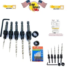 Versatile Adjustable Countersink Drill Bit Set for Wood - 82-Degree Angle