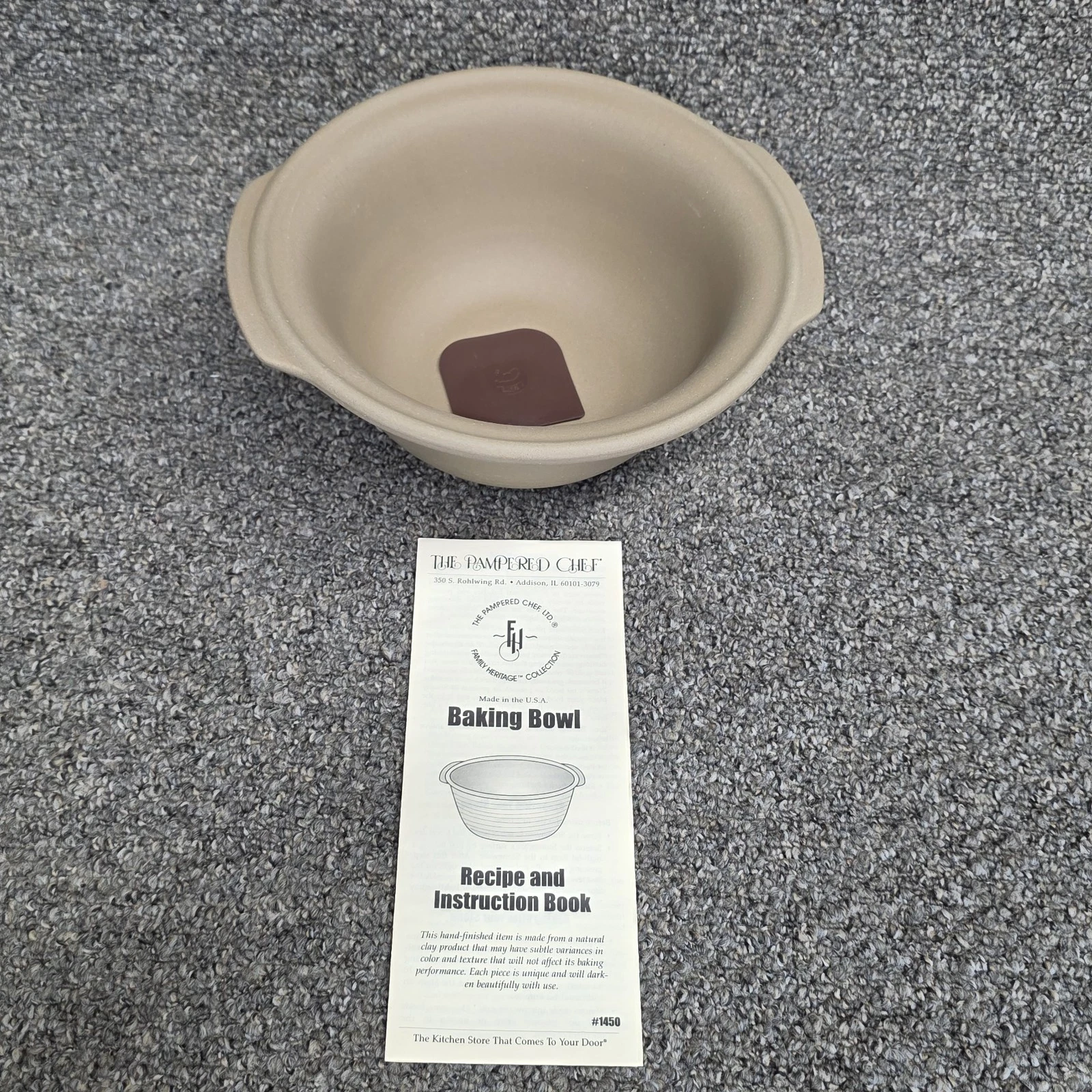 Pampered Chef Stoneware Baking Bowl 9" X 3.5" Heritage Collection "K"