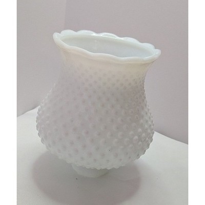 Hobnail Lamp Shade Home OS White Excellent Milk Glass Ruffled Fitter