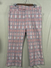 Vtg 60s 70s Lee Leisures Pants Polyester Plaid Disco Mens 36x24 High Water