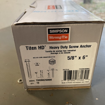 #ad Titen HD® 5 8 in. x 6 in. Heavy Duty Screw Anchor 10 Qty THDB62600H $42.50