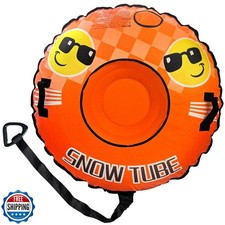 DIMAR GARDEN 47" Snow Tube with Canvas Cover, Inflatable Snow Sled with Handl...
