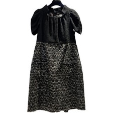 Authentic CHANEL Tweed Dress Size:42 B4327 Black Silk #36637835