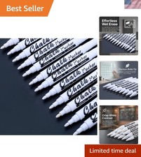 Versatile 12 Liquid Chalk Markers - Washable White Pens for Glass More