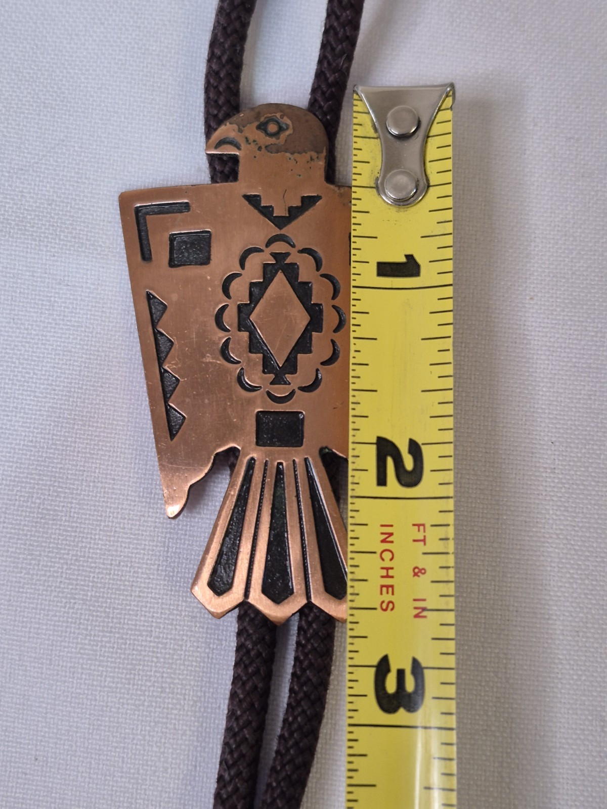 Solid Copper Thunderbird Bolo Tie Pendant Bell Tr… - image 9