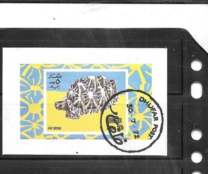 DHUFAR 1972 TURTLE CTO USED XF OLD VINTAGE IMPERF SOUVENIR SHEET PICTORIAL STAMP