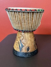 Djembe Drum With Hand Carved Base - West African Skin Goblet Drum  GREAT SOUND