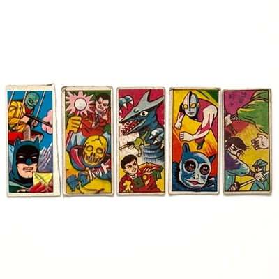 Batman Golden Bat Gyaos Ultraman Samurai Ninja Vintage Japanese Menko Card Lot - Photo 1/4