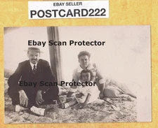 X RPPC real photo postcard 1908-29 FAMILY DAY AT THE BEACH 