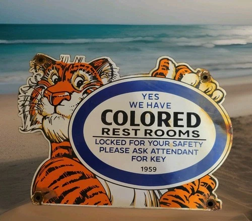 Vintage Esso Gasoline Porcelain Sign 1959 Restroom Key Gas Station Attendant Key