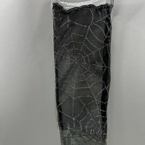 Schwarz und Silber Spinnennetz Handschuhe 20,5" lang Fun World Halloween Kostüm - Bild 2 von 5