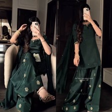 Latest New Crepe Silk Farshi Salwar Kameez With Tabby Organza Dupatta For Women