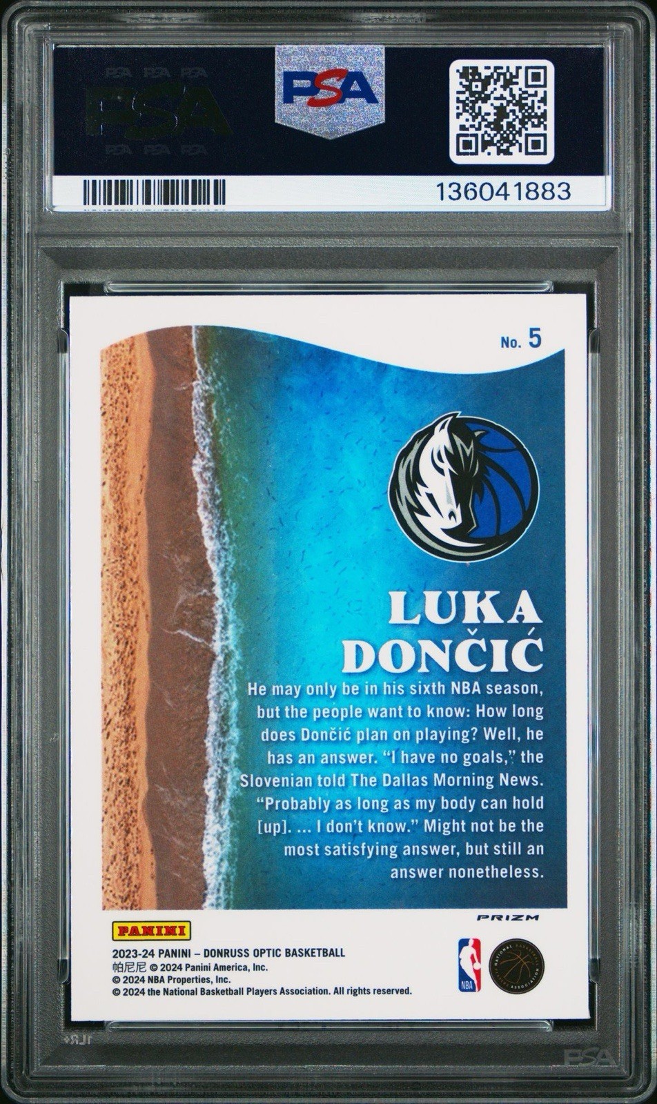 2023 Optic Luka Doncic #5 Splash Holo PSA 9 Mint ! Beaufiful Card ! Clean ! view 2