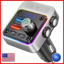 Nulaxy 54W Bluetooth 5.3 Car Adapter FM Transmitter 4-Port Fast Charging