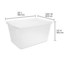 Sterilite 58 Qt Clear Bin - Snap-on White Lid, Durable Storage Container