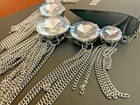 SIGNED Steve Madden chunky Silver Tone fringe necklace statement 4” tassels boho — photo 4