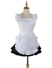 Cute White Retro Kitchen Apron for Women Girls Restaurant Waitress Gift