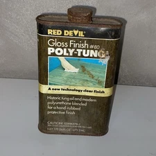 Vintage Poly-Tung Gloss Finish #80 Tung Oil Polyurethane Blend Red Devil  Used