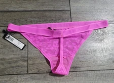 Curvy Couture Women's Thong Panties, Mesh and Lace Underwear Sz M