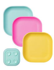 3 Platos de Succion para Bebe Silicona 100 Por Ciento Apilables 4 Ventosas