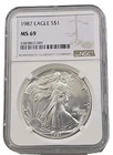 1987 American Eagle NGC MS-69 .999 Silver 1 Oz Coin