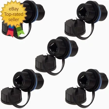 5PCS Panel Mounting Shielded RJ45 Waterproof Cat5/5E/6 8P8C Connector Ethernet