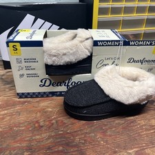 Dearfoams Women's Memory Foam House Slippers Winter Shoes Ladies Warm Fuzzy NEW