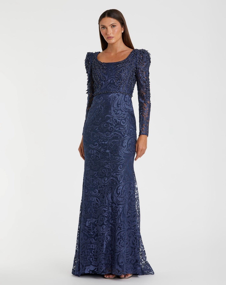 mac duggal blue embroidered dress Mac Duggal Dress 20365 main image 0