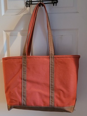 Vintage 90s L.L. Bean USA Burnt Orange Rust Brown Handles Boat Tote Rare Large