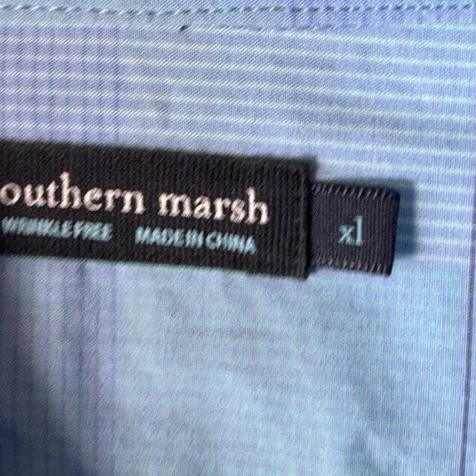 Camisa Southern Marsh Para Hombres XL Manga Larga Con Botones A Cuadros Sin Arrugas Azul Foto 4 de 4