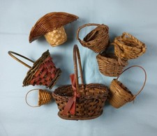 Lot of 8 Small Rattan Baskets 7 with Handles