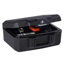 Fireproof Money Safe with Key Lock, Black Lock Box with Portable Carrying Han...