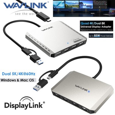 WAVLINK Dual DP Dual HDMI Laptop Docking Stations DisplayLink DL7400 8K Display