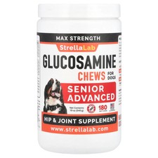 Max Strength Glucosamine Chews, For Dogs, Senior Advanced, Bacon, 180 Chews, 19