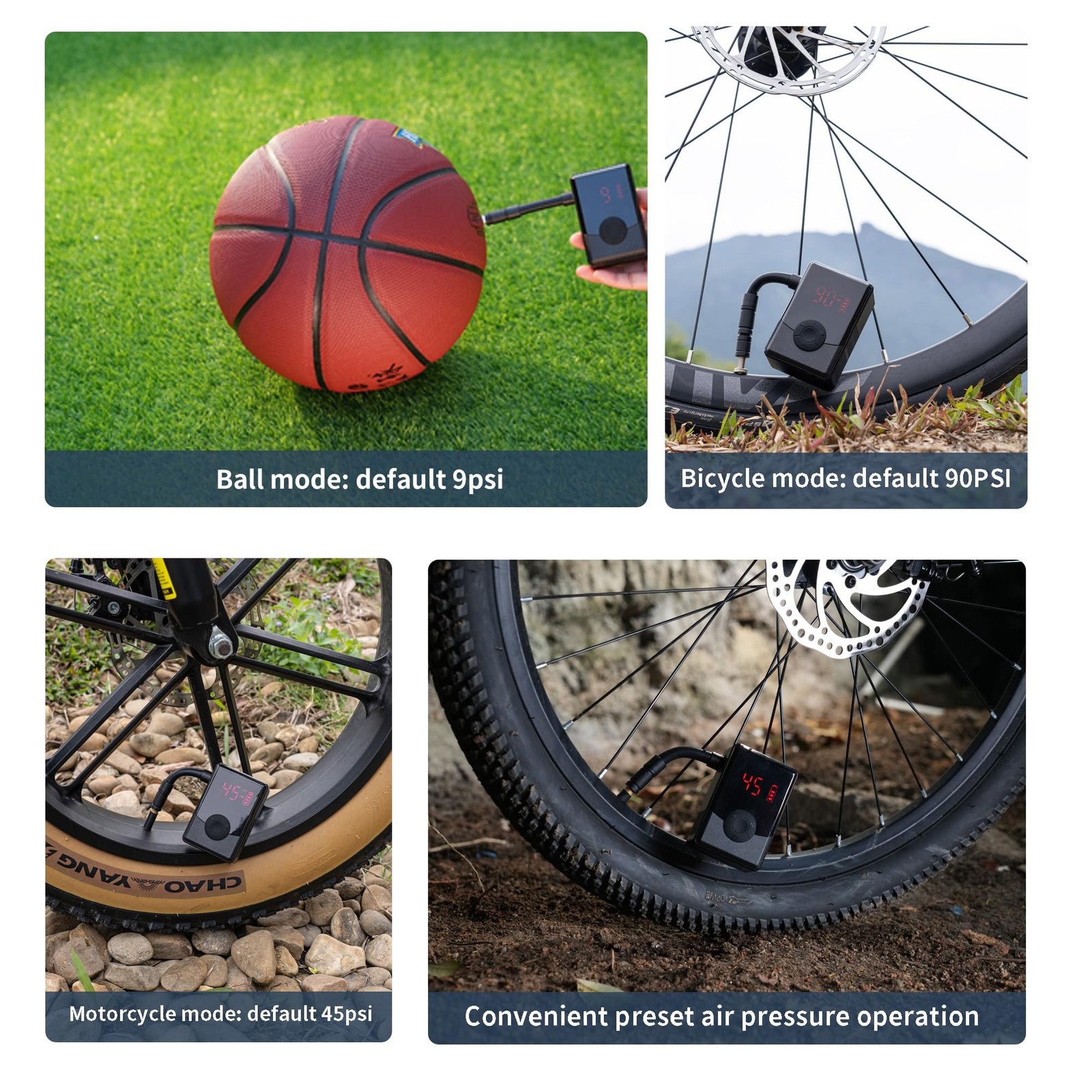 Electric Mini Bike Pump with 130PSI Gauge, Portable Bicycle Air Pump with Pre...