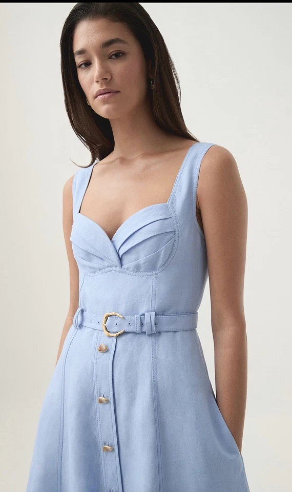 Aje Primary Belted Midi Dress Size 10 New daydream blue - image 2 of 4