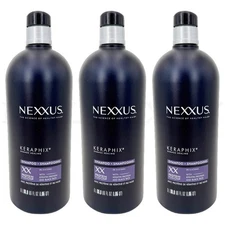 Nexxus Keraphix Damaged Hair Protein and Black Rice Shampoo 33.8oz Lot of 3