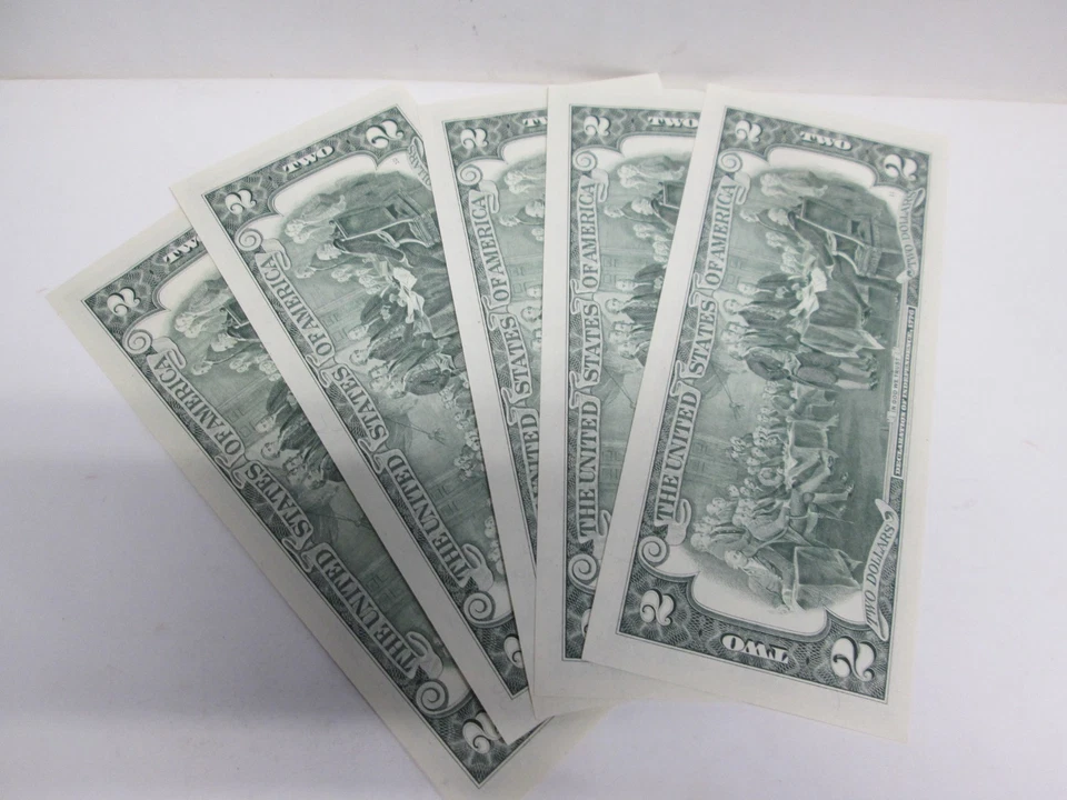 FIVE 1995 US $2 FEDERAL RESERVE NOTES- UNC & CONSECUTIVE - Image 3 of 3