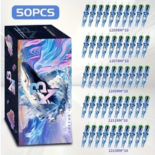 50-piece Tattoo Needle Set, 05RM 07RM 09RM 11RM 15RM , Professional 316 Stainle