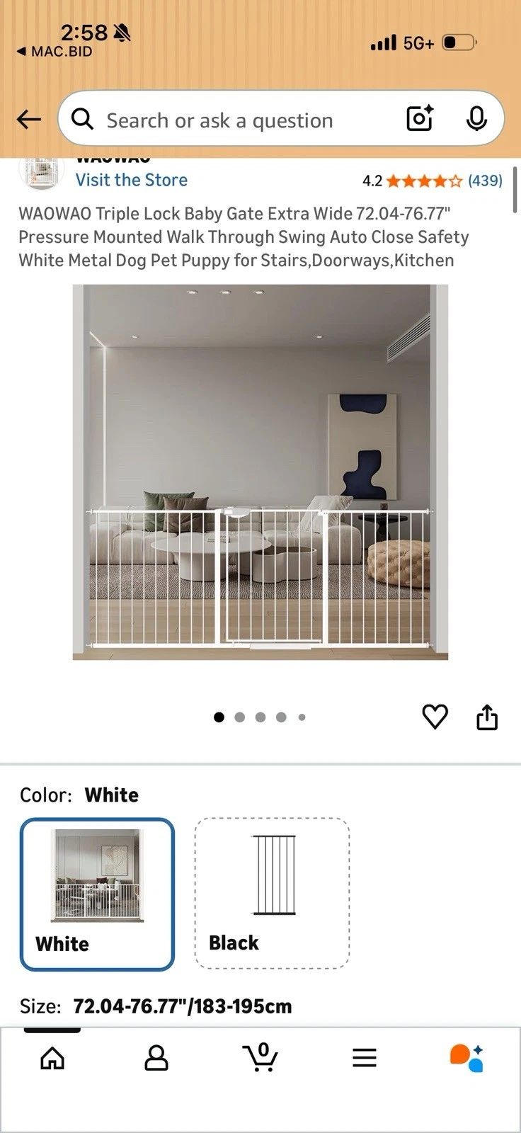Extra Wide Baby Gate 72-76
Opens in a new window or tab