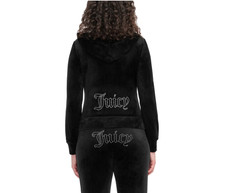 Juicy Couture Velour Bling Tracksuit Size Large Black Liquorice NWT