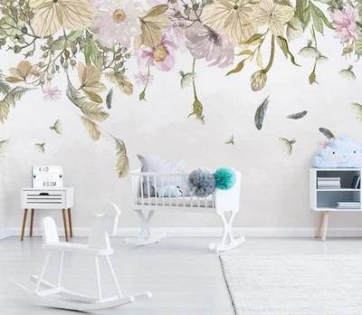 3D Flowers Floral Watercolor Wall Murals Wallpaper Murals Wall Sticker - Image 1 of 4