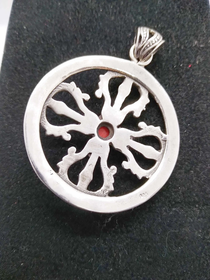 pendaglio nepalese , tibetano con corallo pendaglio doppio dorje - Immagine 4 di 4