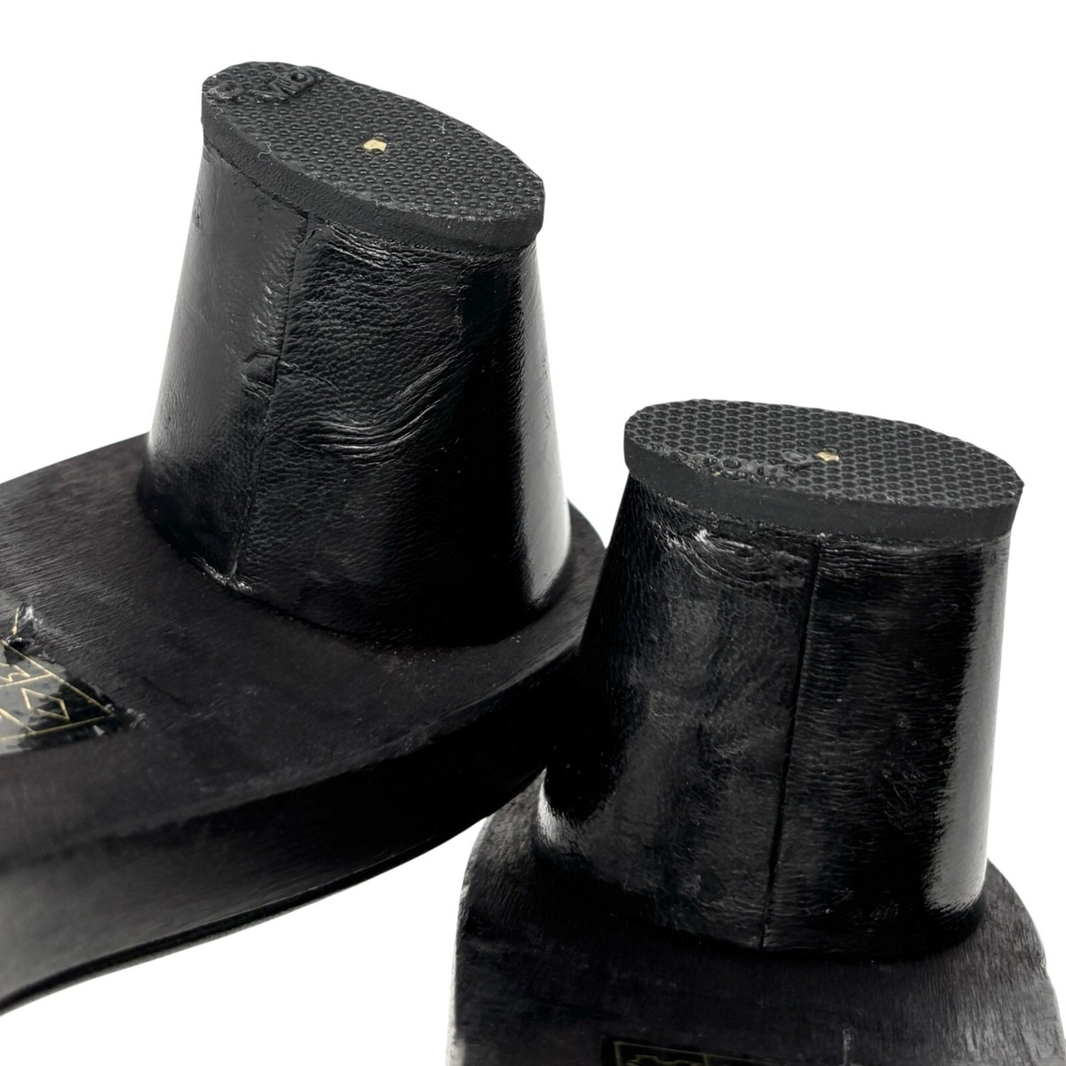 CHANEL Vintage CC Logo Open Toe Sandals #36 Heels Black