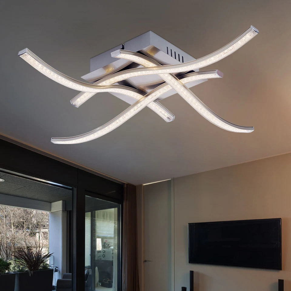 LED Decken Beleuchtung Kristall Design Lampe Arbeits Zimmer Wellenleuchte Design - Bild 3 von 4