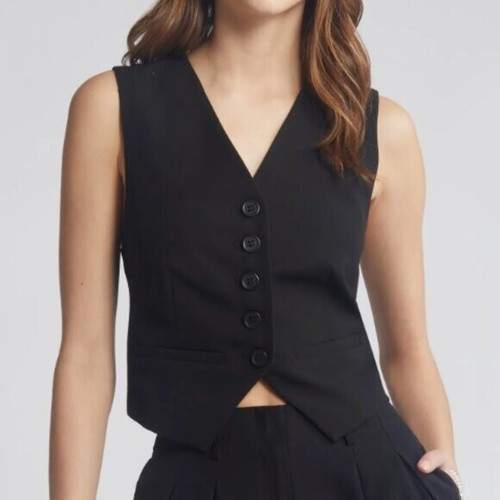 Open Edit Women's Size Medium Tailored Vest Tank Blouse Preppy Menswear NWT
