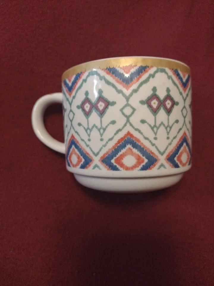 Pier 1 One Imports可堆叠咖啡杯手绘带架子。 4件套 — 第 2/4 张图片