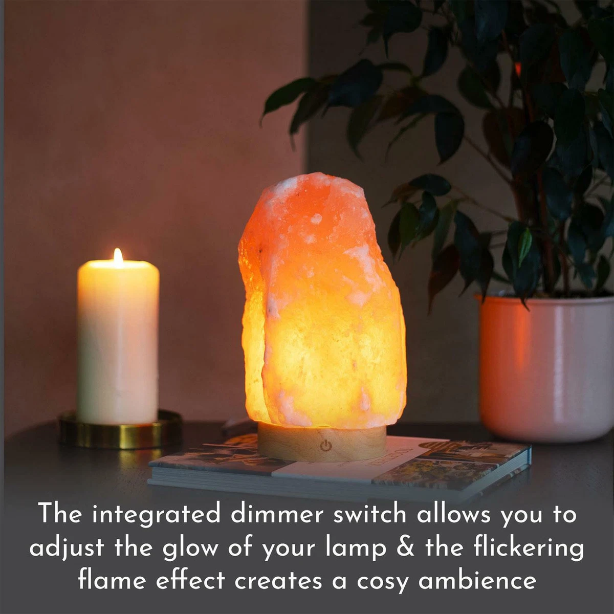 Haven Himalayan Salt Lamp Home Decor Mood Light With Dimmer And Flame Main 8kg